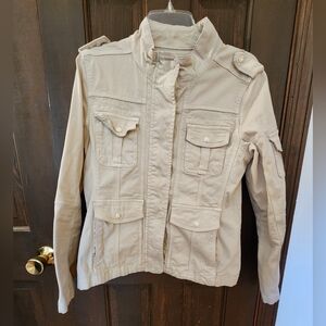 Kensie Tan Utility Jacket with Military Design and Long Sleeves